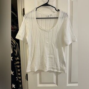 GAP White Short-Sleeve Scoop Neck Sweater Knit Top